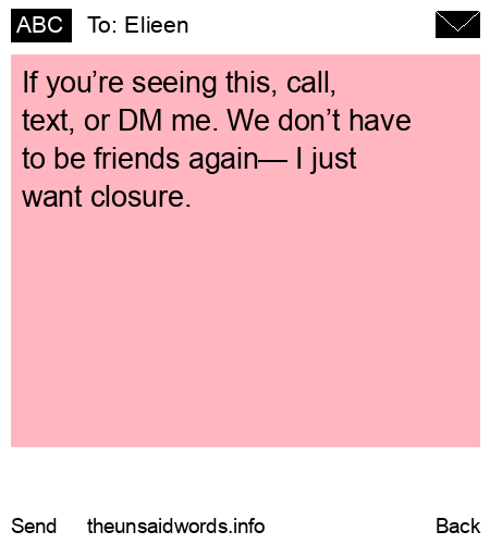 unsent message to Elieen