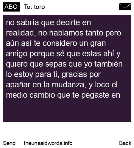 unsent message to toro