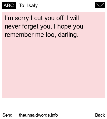unsent message to Isaly