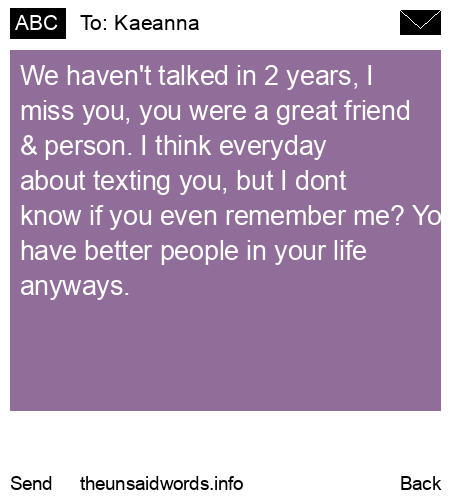 unsent message to Kaeanna