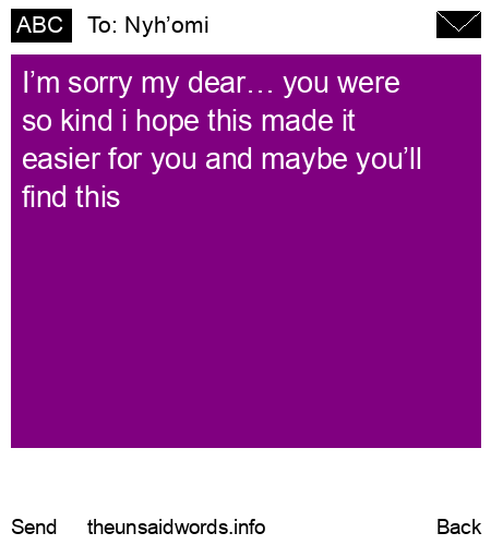 unsent message to Nyh’omi