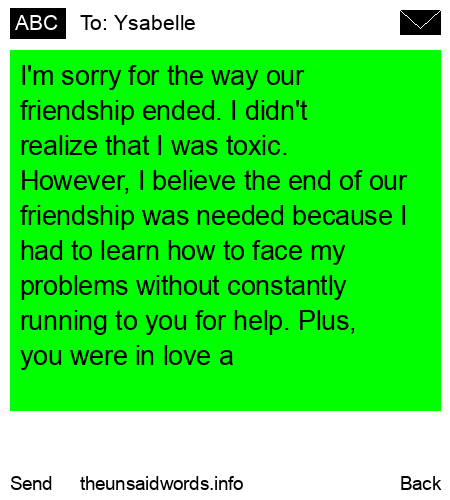 unsent message to Ysabelle