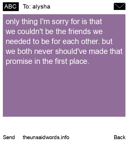 unsent message to alysha
