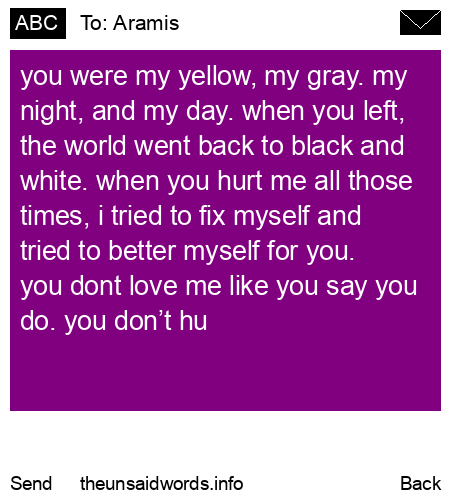 unsent message to Aramis