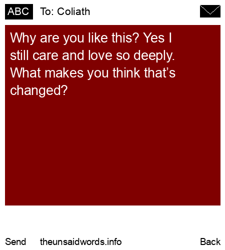 unsent message to Coliath