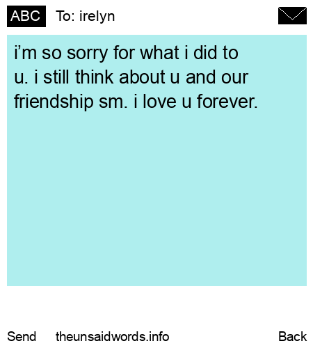 unsent message to irelyn