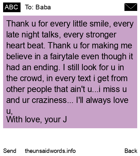 unsent message to Baba