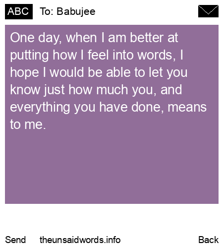 unsent message to Babujee