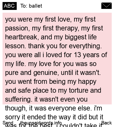 unsent message to ballet