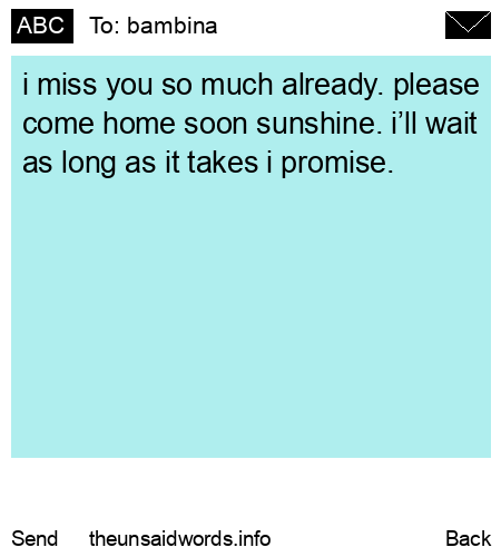 unsent message to bambina