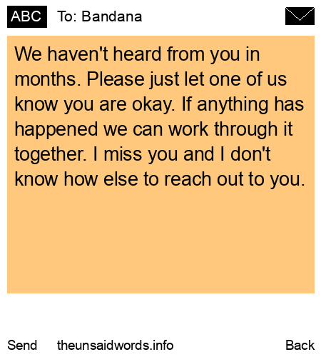 unsent message to Bandana