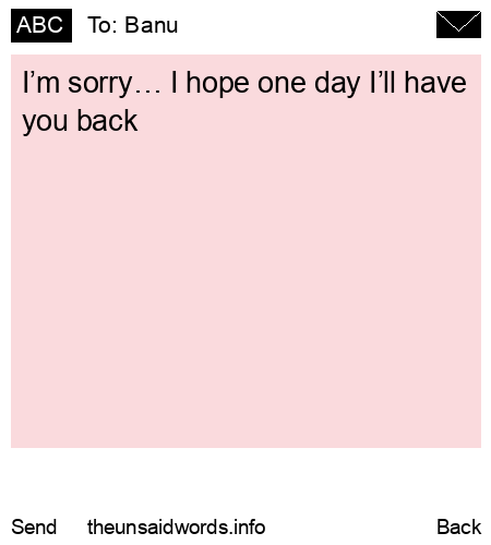 unsent message to Banu