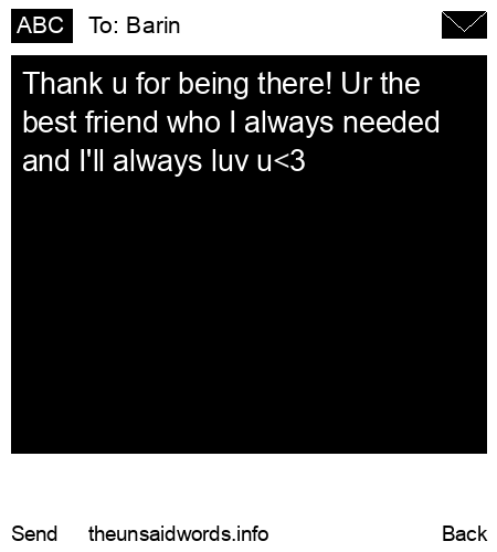 unsent message to Barin