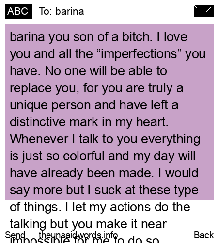 unsent message to barina