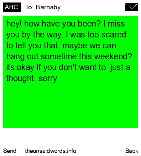 unsent message to Barnaby