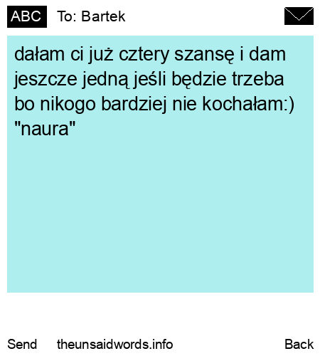 unsent message to Bartek