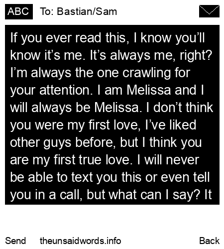 unsent message to Bastian/Sam