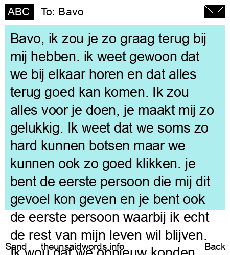 unsent message to Bavo