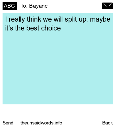 unsent message to Bayane