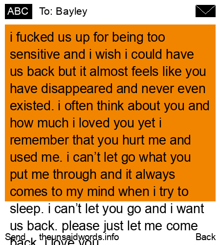unsent message to Bayley