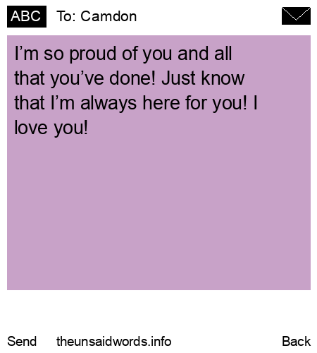 unsent message to Camdon