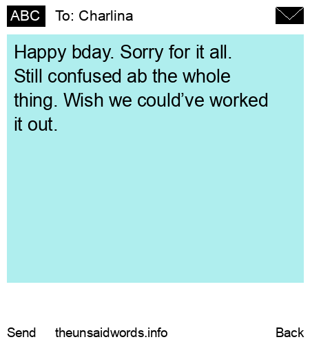 unsent message to Charlina