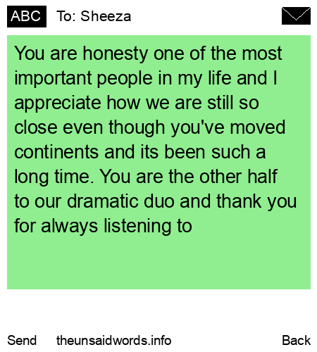 unsent message to Sheeza