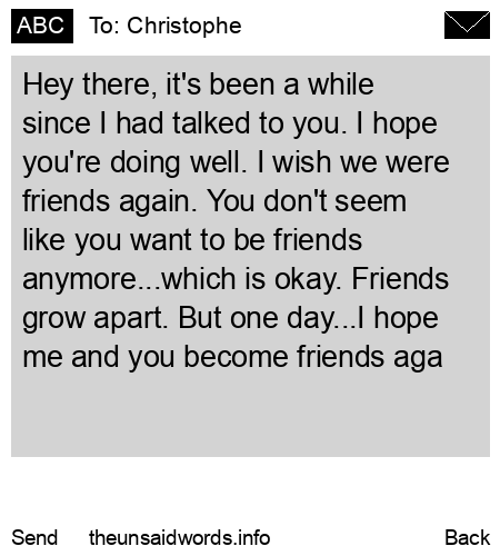 unsent message to Christophe
