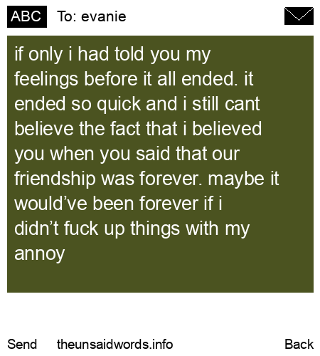 unsent message to evanie