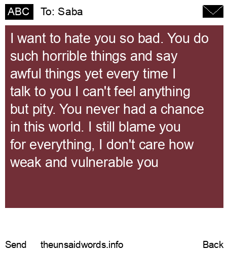 unsent message to Saba