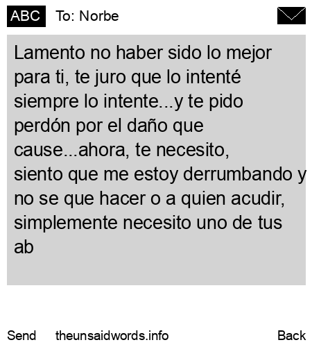 unsent message to Norbe