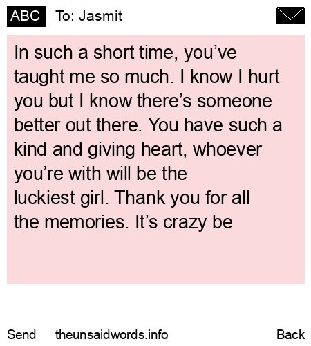 unsent message to Jasmit
