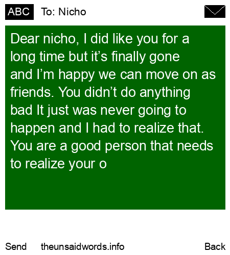 unsent message to Nicho