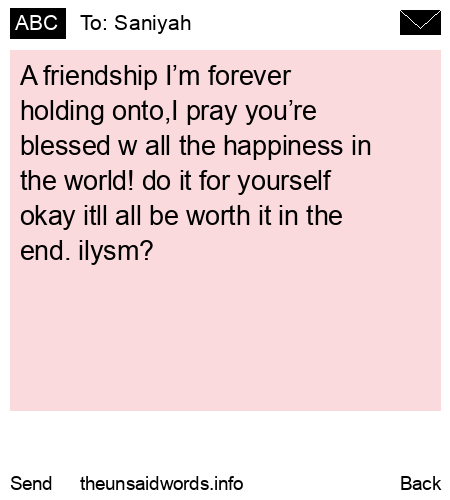 unsent message to Saniyah