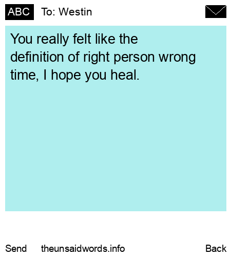 unsent message to Westin