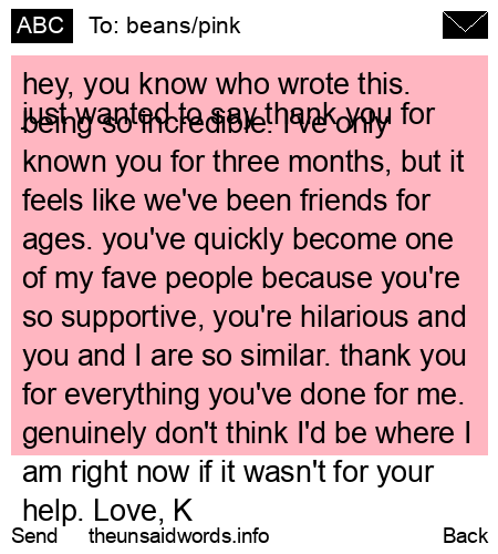 unsent message to beans/pink