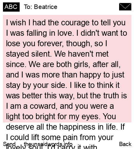 unsent message to Beatrice