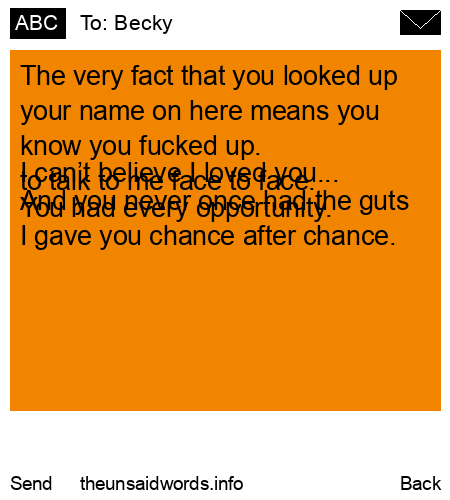 unsent message to Becky