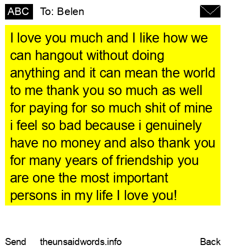 unsent message to Belen