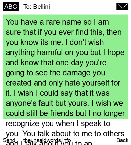 unsent message to Bellini