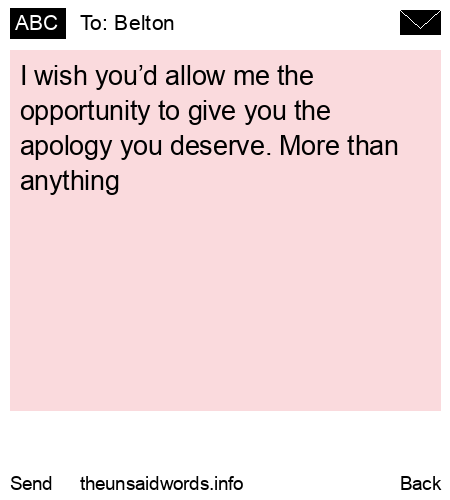 unsent message to Belton