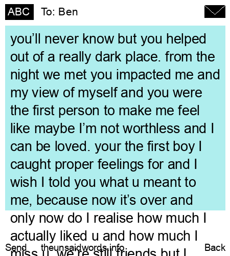 unsent message to Ben