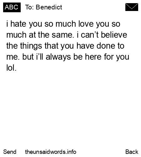unsent message to Benedict