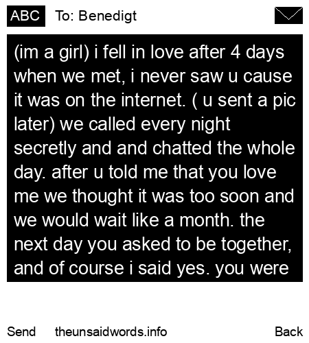 unsent message to Benedigt