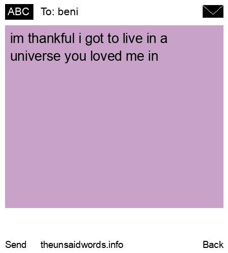 unsent message to beni