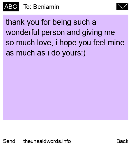 unsent message to Beniamin