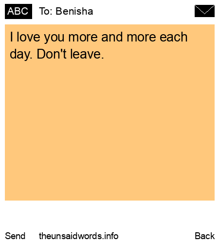 unsent message to Benisha