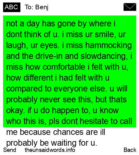 unsent message to Benj