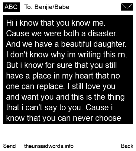 unsent message to Benjie/Babe