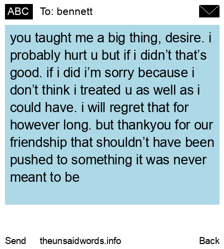 unsent message to bennett